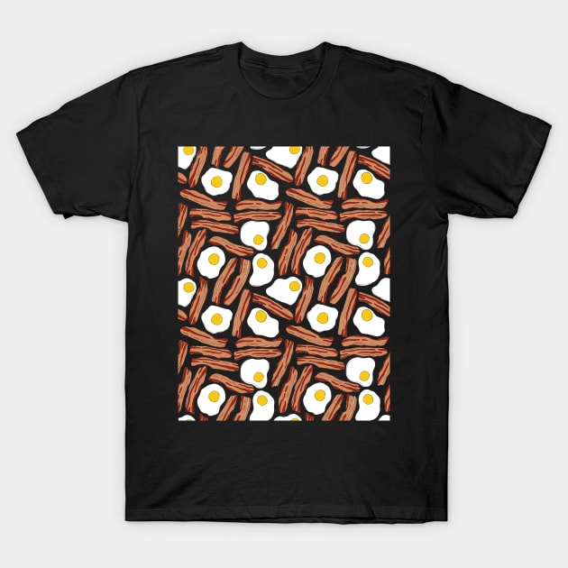 Bacon and Eggs Pattern T-Shirt by StephReyns
